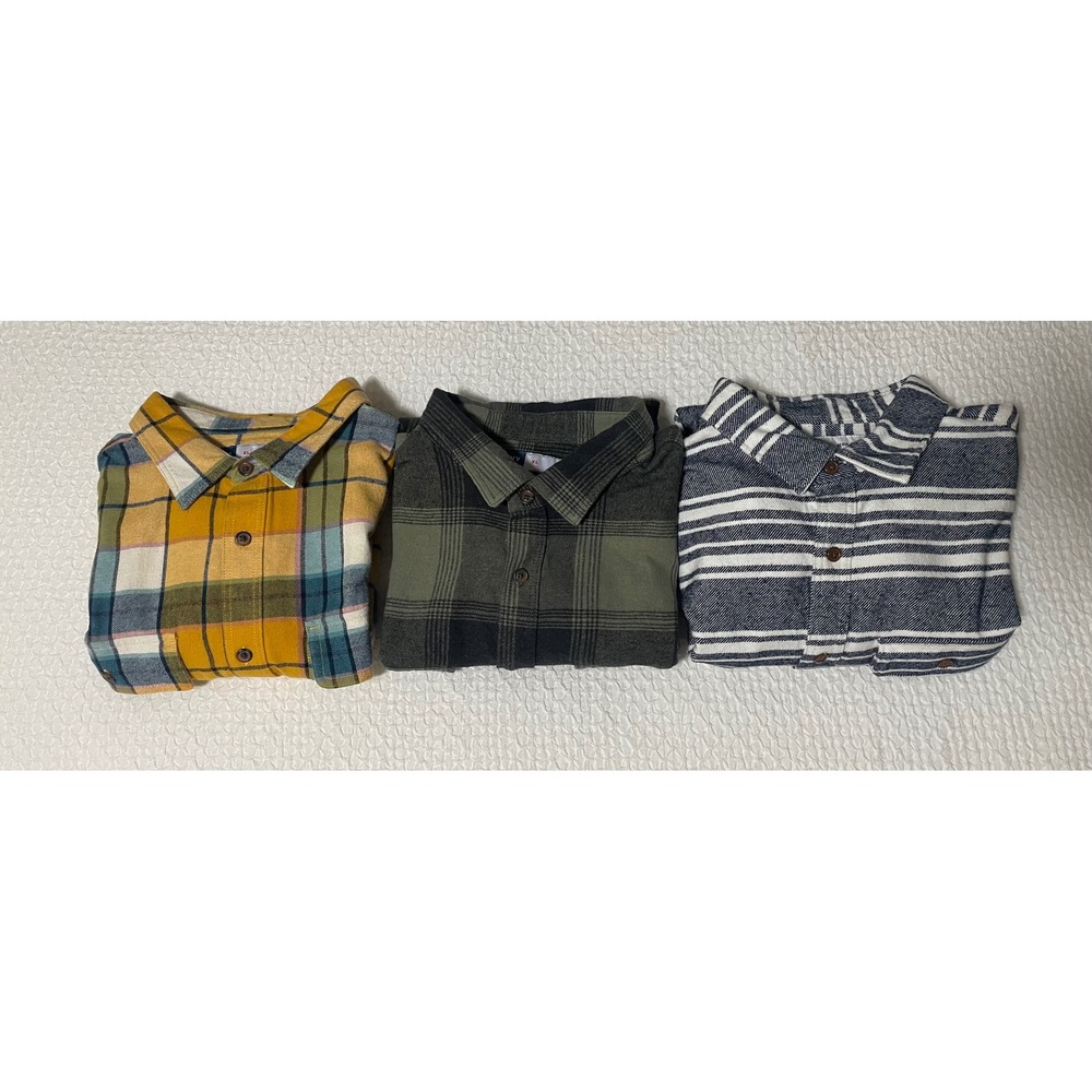 Old Navy Mens XL Flannel Plaid Striped Button Down Shirt Bundle Lot of 3 NEW NWT